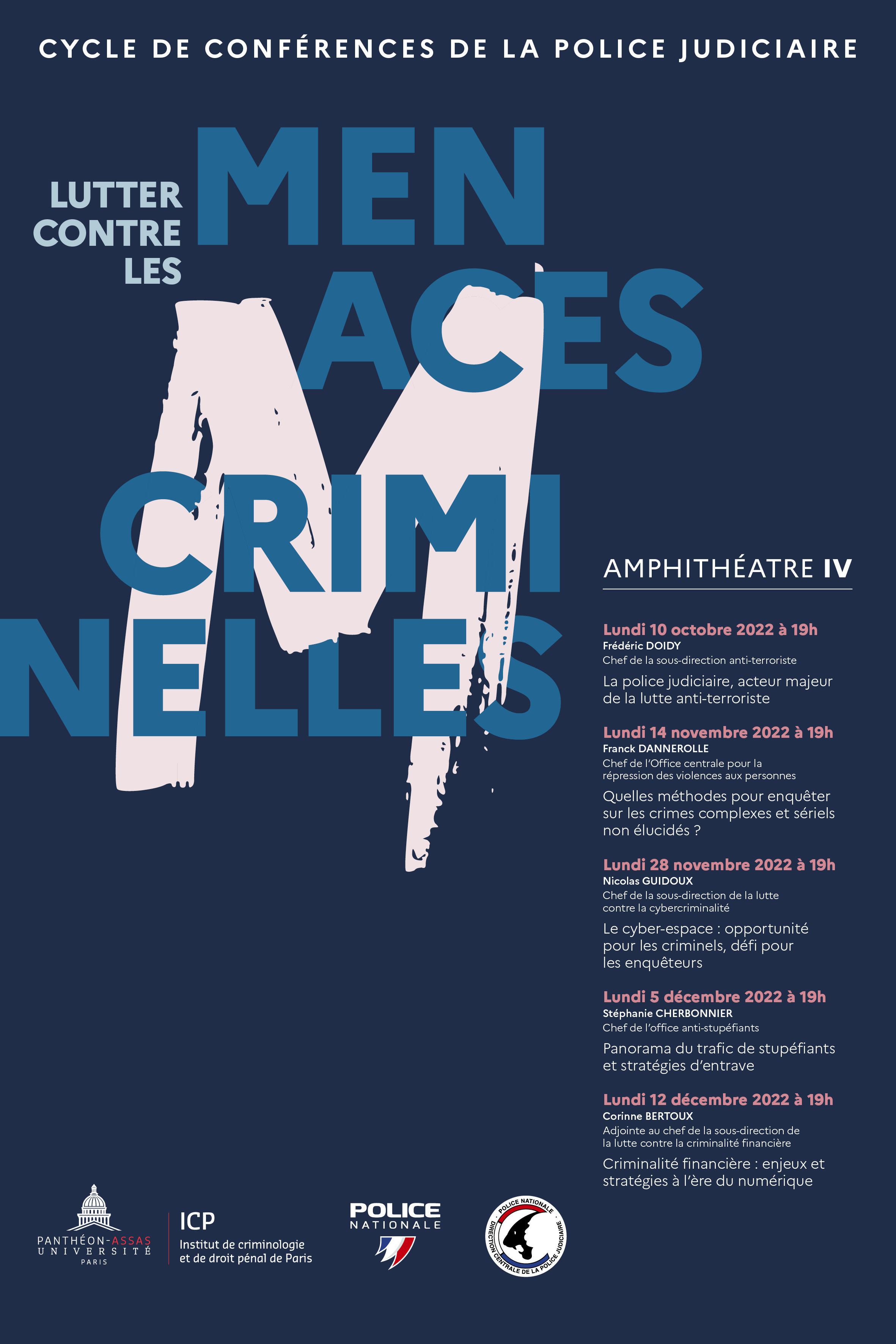 Affiche du cycle de conférences Lutter contre les menaces criminelles